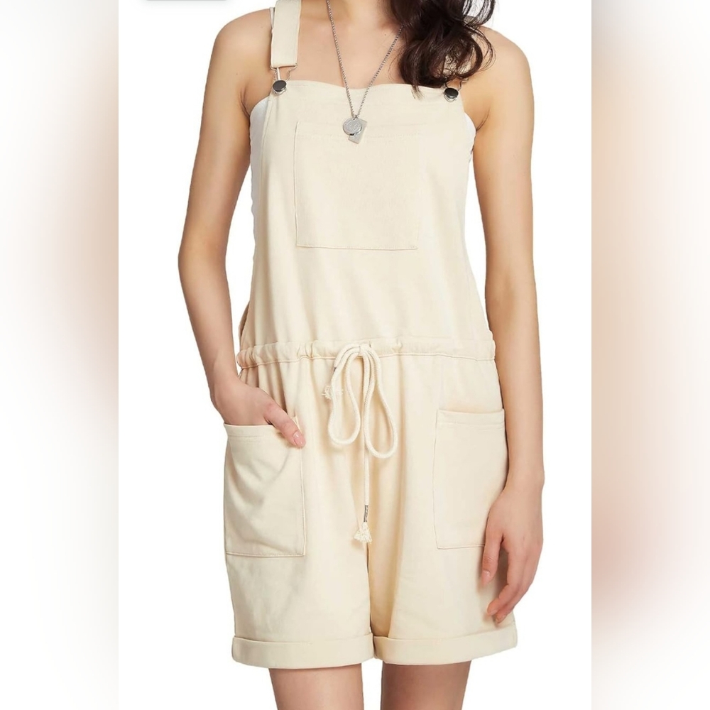 Women's Casual Overall Shorts Adjustable Strap Short Rompers Summer Drawstring